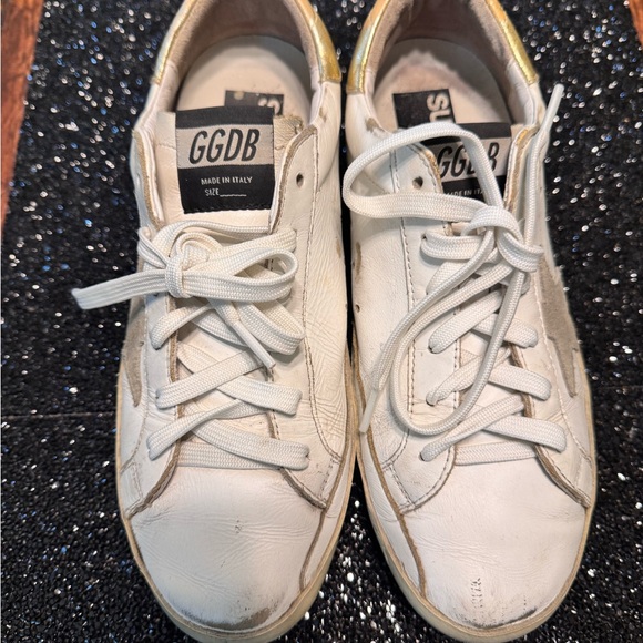 Golden Goose White and Gold Sneakers - Picture 1 of 16
